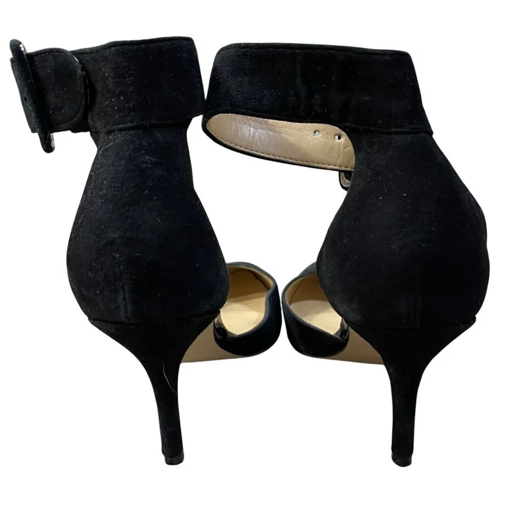 Audrey Brooke Hylda Black Size 6 Suede Pump Heel Ankle Buckle Strap - Picture 4 of 11
